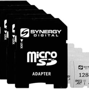 Synergy Digital 128GB Micro SDXC Secure Digital UHS-I Memory Cards, Compatible with Sony L50T Cell Phone - Class 10, U3, 100MB/s, 300 Series - Pack of 5