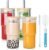 4 Pack Glass Cups With Lids And Straws, 22oz Iced Coffee Cups With Lids Smoothie Cup Reusable Cups, Glass Tumbler With Straw And Lid, Glass Coffee Cups With Lids And Straw- 2 Cleaning Brush