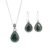 AMALFI Raw Emerald Necklace Earrings Set Sterling Silver – Amalfi Jewelry Set for Women in Solid 925 Silver – Natural Pear Green Stones – Emerald Gemstone Jewelry- Gift Packaging Included