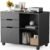 Sweetcrispy 3-Drawer File Cabinet, Lateral Mobile Filing Cabinet Wood Storage Organizer with Wheels, Printer Stand & Open Shelves for Home Office Under Desk Organization – Black