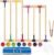 8 Players Croquet Set with 32In Regulation | 28In Standard Size Rubber Wood Mallets, Colored PE Ball, Wickets, 21In End Stakes – Lawn Backyard Game Set for Teens/Adults/Family