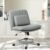 Criss Cross Chair Armless Desk Chair with Wheels Pu Leather Cross Legged Office Chair, Wide Desk Chairs Cross Legged Meditation Chair with Lumbar Cushion for Home & Office