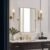 MOON MIRROR 24″ x 32″ Brushed Gold Metal Framed Pivot Rectangle Bathroom Mirror for Wall Mounted, Tilting Rounded Corner Rectangular Vanity Mirror Hangs Vertical Only(Overall 28.33″ x 32″)