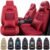 Luxury Front Seat Cover for BMW 99% Models,Waterproof and Non-Slip Car Seat Protector,Universal for Most Cars with 2*Headrests and 2*Lumbar Pillows Leather(Front/Red)