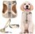 PUPTECK Adjustable Dog Harness Collar and Leash Set Step in No Pull Pet Harness for Small Medium Dogs Puppy and Cats Outdoor Walking Running, Soft Mesh Padded Reflective Vest Harnesses, Beige S