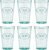 Amici Home Bee Hiball Glass | 16 Oz | Italian Made, Recycled Glass with Green Tint | Drinking Glass with Embossed Bee Design for Water, Juice, Cocktails (Set of 6)