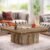 Tribesigns Coffee Table Square LED Coffee Table Engineered Wood Low Coffee Table for Living Room (Oak)